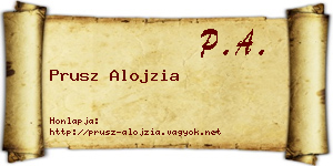Prusz Alojzia névjegykártya